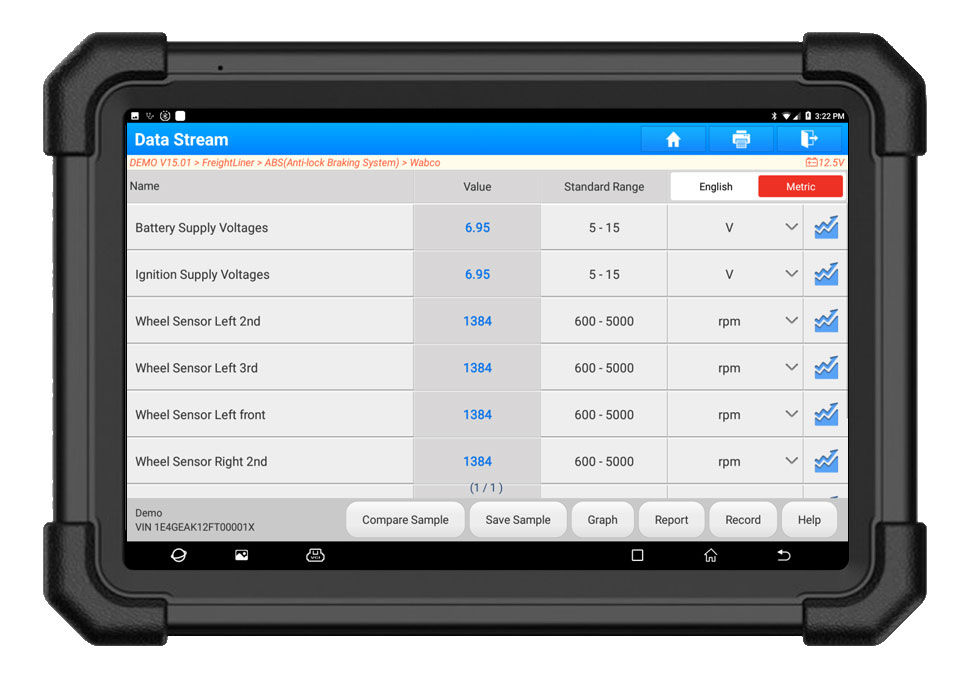 Launch X-431 V+ SmartLink HD Truck Diagnostic ToolÂ Data Stream