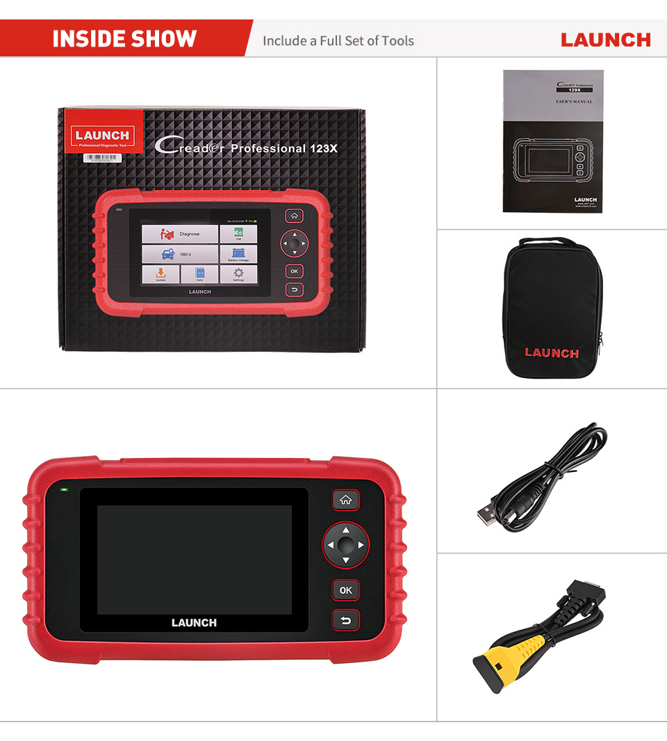 LAUNCH CRP123X Elite OBD2 Scanner package list