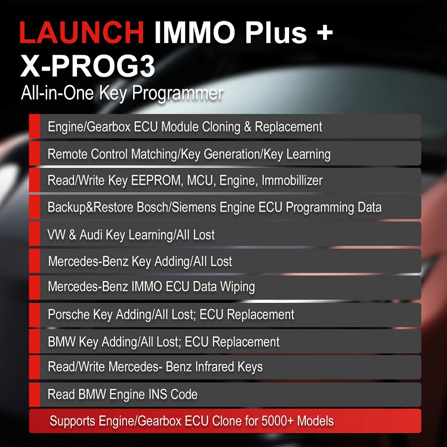 LAUNCH X431 IMMO Plus, X-PROG3, MCU3 Adapter and Simulate Key