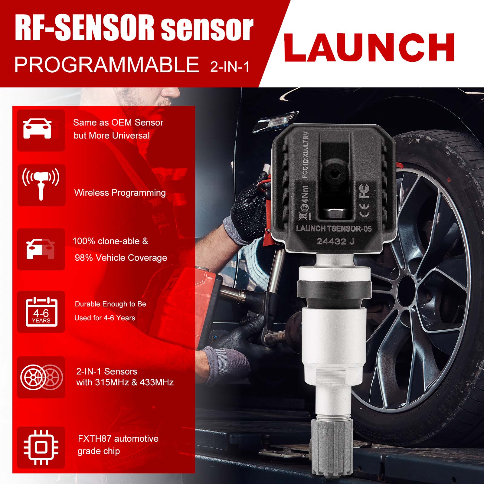 LAUNCH LTR-03Â RF Sensor Metal 315MHz & 433MHz-2