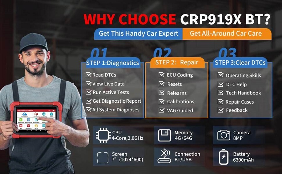 LAUNCH X431 CRP919XBT OBD2 Scanner Global Version